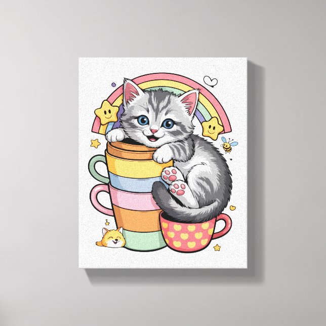 Toile Pastel Paws & Rainbow Sips (Recto)