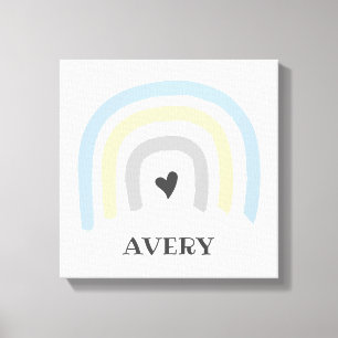 Toile Pastel Rainbow Cute Heart Baby Nursery art