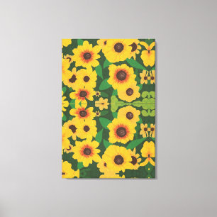 Toile Patch Abstrait de Tournesols Jaunes Peinture Impre