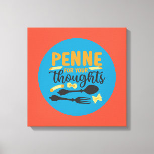 Toile Pâtes amusantes Pun alimentaire Typographie couleu