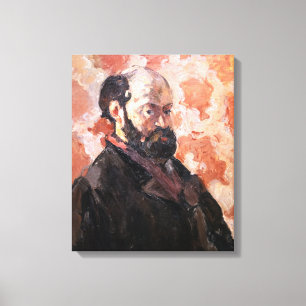 Toile Paul Cezanne - Autoportrait avec arrière - plan ro