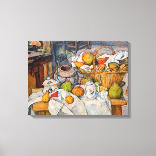 Toile Paul Cezanne - La vie morte avec panier (Recto)