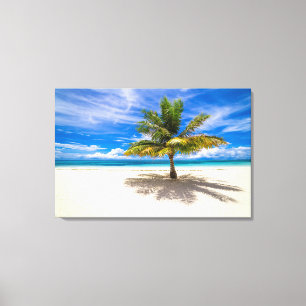 Toile Paume sur la plage blanche de sable