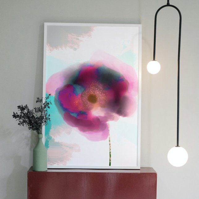 Toile Pavot de Troy Burgundy Aquarelle Floral (Créateur téléchargé)
