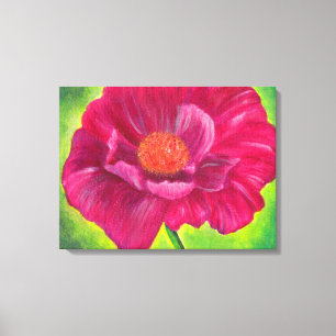 Toile Pavot rose Fleur Closeup Peinture acrylique