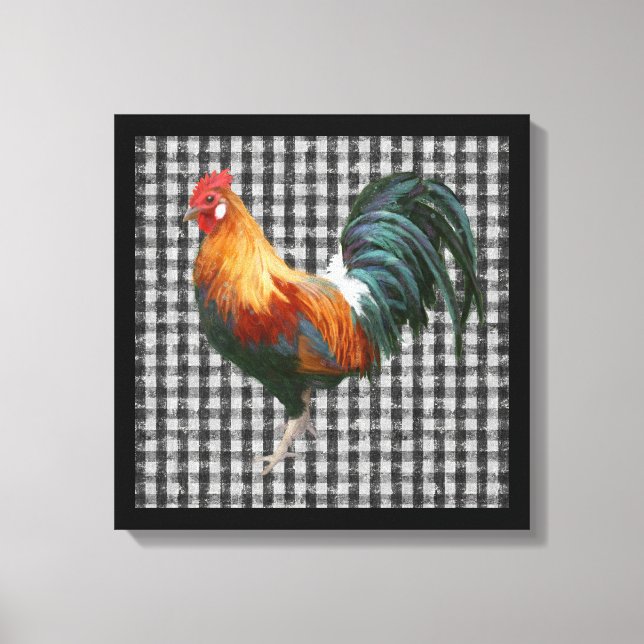 Toile Pays de Farmhouse Rooster Black and White Rustic (Recto)
