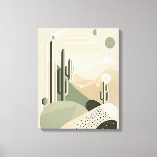 Toile Paysage Abstrait vert du désert du Boho