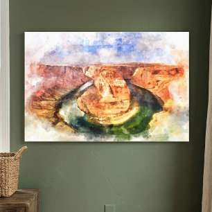 Toile Paysage aquarelle de Horseshoe Bend Grand Canyon