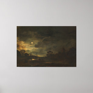 Toile Paysage au clair de lune, Aert van der Neer, 1630 