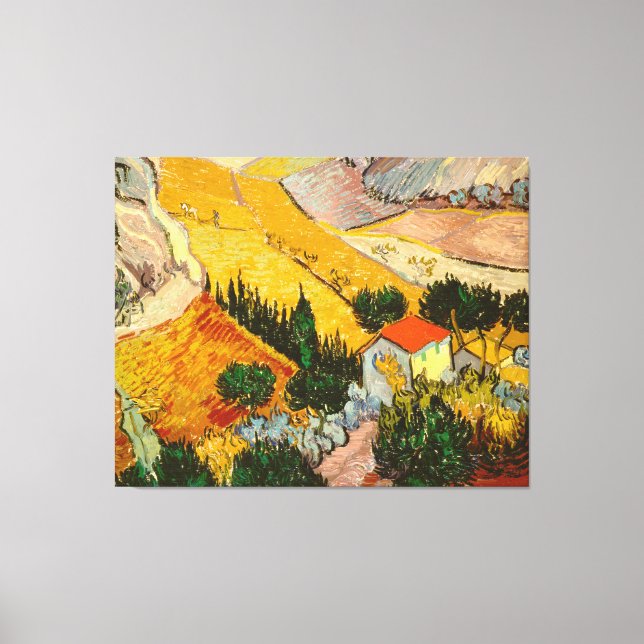 Toile Paysage avec Maison et PloughmaVincent van Gogh (Recto)