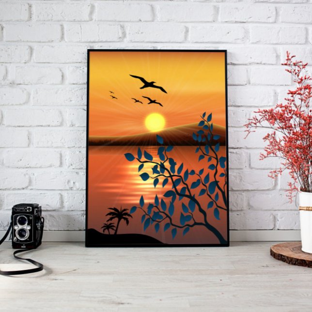Toile paysage coucher de soleil (The muted colors and minimalist design make this print the perfect addition to any modern, boho, or )