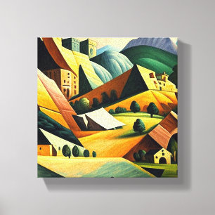 Toile paysage cubiste