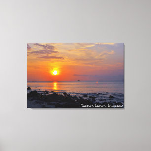 Toile Paysage de crépuscule de plage de ciel de coucher 