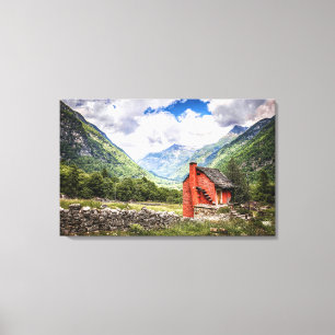Toile Paysage De Montagne Charmante Avec Nuages