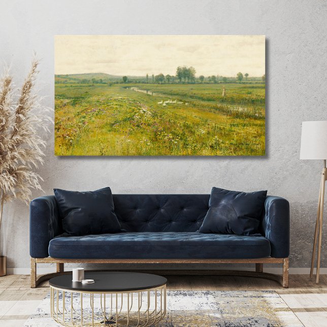 Toile Paysage de prairie étendu avec oies (Créateur téléchargé)