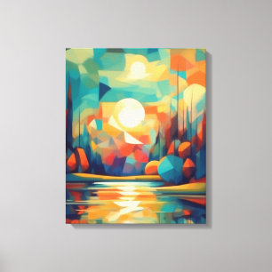 Toile Paysage de rêve en formes géométriques vibrantes