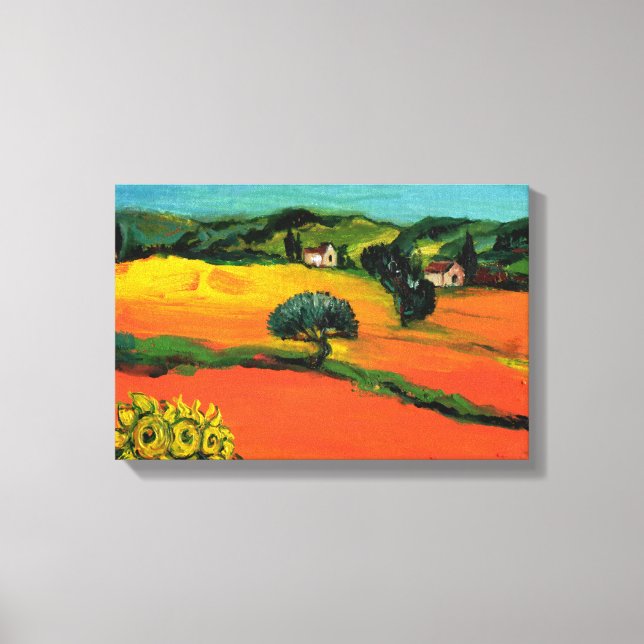 Toile paysage de Toscane avec tournesols (Recto)