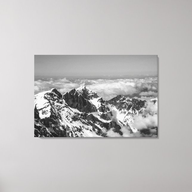 Toile Paysage des Alpes suisses noir et blanc (Recto)
