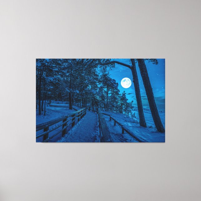 Toile Paysage d'hiver avec pinède enneigée (Recto)