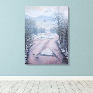 Toile Paysage d'hiver Peinture 9 Aigles Rivière Impressi