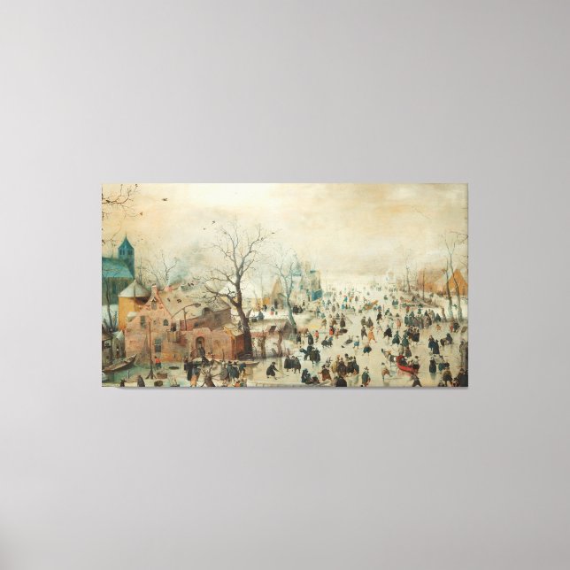 Toile Paysage hivernal avec patineurs de glace, Hendrick (Recto)