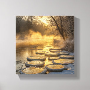 Toile Paysage hivernal avec vapeur montant