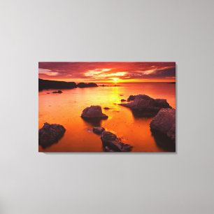 Toile Paysage marin orange, coucher de soleil, Californi