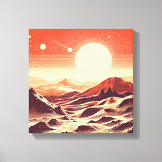 Toile Paysage martien SF Gravure sur bois 2