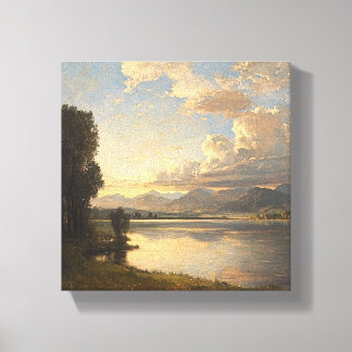 Toile Paysage nuageux dramatique au-dessus d'une rivière