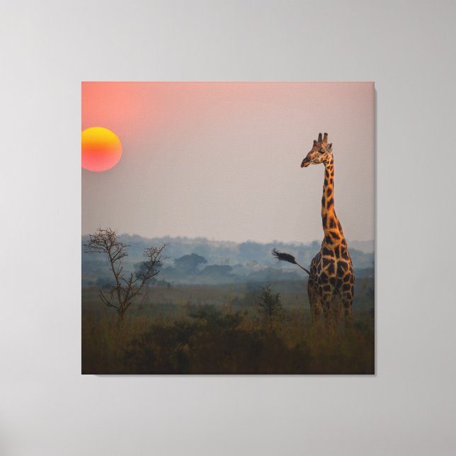 Toile Paysage Safari Africain Au Coucher Du Soleil (Recto)