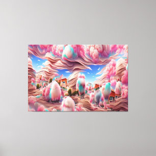 Toile paysage surréaliste de flocons de bonbons