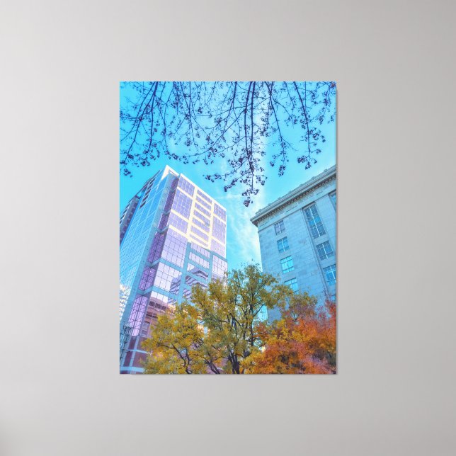 Toile Paysage urbain avec feuillage d'automne (Recto)