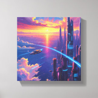 Toile Paysage urbain futuriste