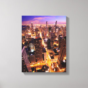 Toile Paysage urbain la nuit de Chicago