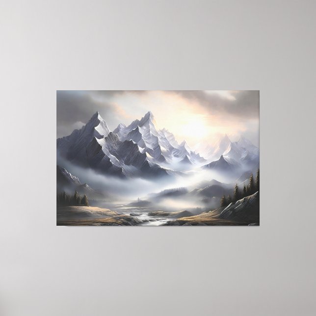 Toile Paysage Whimsical Misty Mountain (Recto)