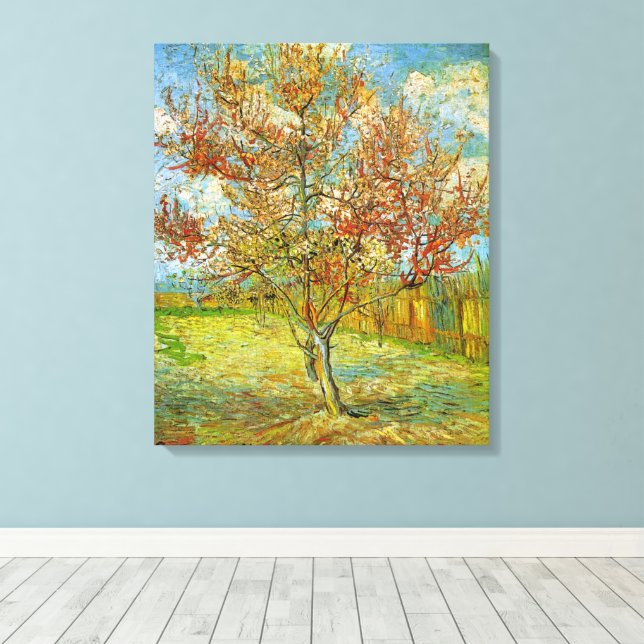 Toile Peach Tree rose en fleurs par Vincent van Gogh (Insitu (Plancher de Bois))
