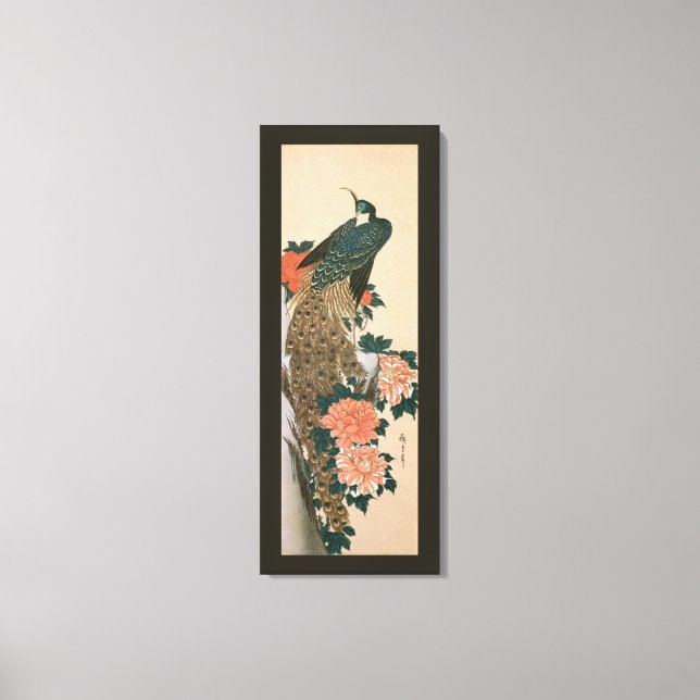 Toile Peacock and Peonies de Hiroshige, Art japonais (Recto)