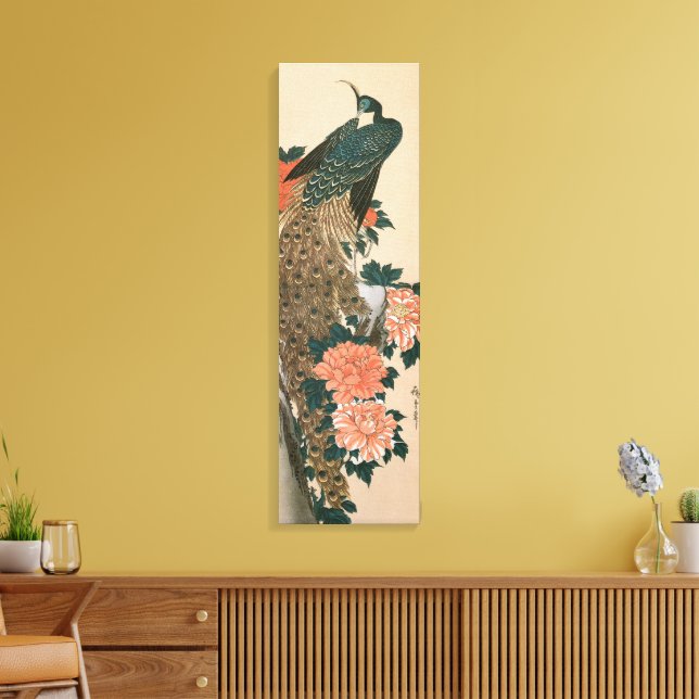Toile Peacock and Peonies de Hiroshige, Art japonais (Insitu(Salon))