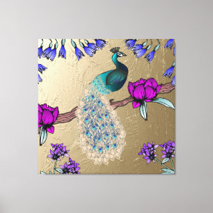 Toile Peacock En Or