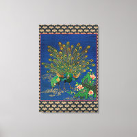 Peacock et Peahen, illustration japonaise,