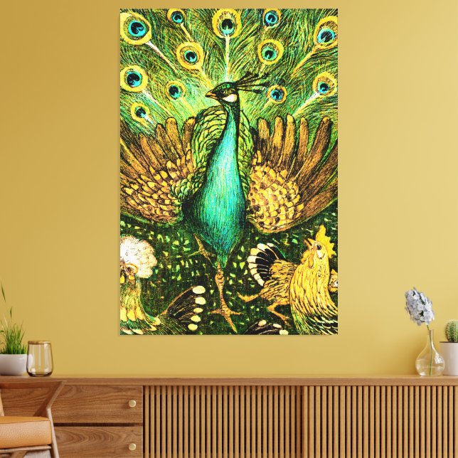 Toile Peacock et poulets Art nouveau néerlandais (Insitu(Salon))