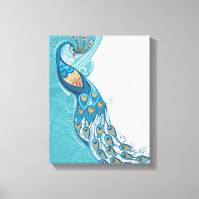 Toile Peacock sur l'illustration Turquoise (Recto)
