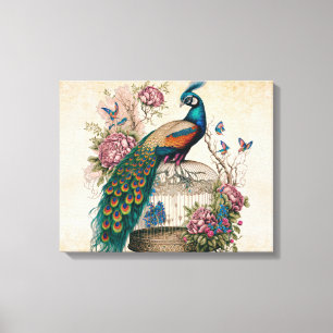 Toile Peacock vintage sur Bird Cage Victorian