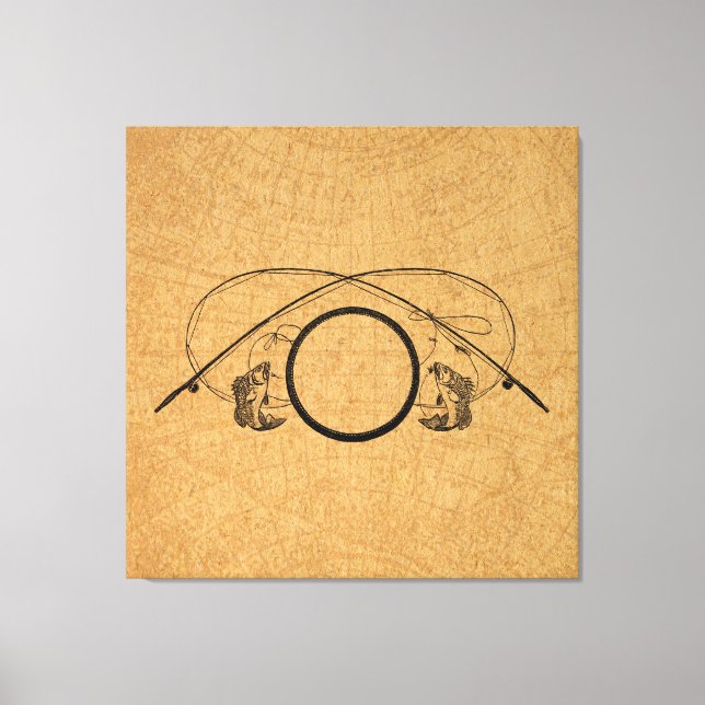 Toile Pêche à la mouche Antique FIshing Rods Illustratio (Recto)