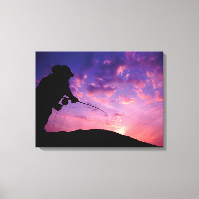 Toile Pêche à la mouche au coucher du soleil (Recto)