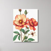 Pêche délicate et art floral rouge