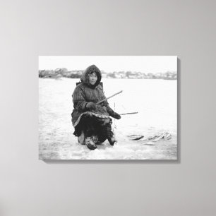 Toile Pêche esquimaude de glace dans Nome, photographie