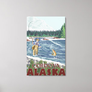 Toile Pêcheur à la mouche - Cordova, Alaska