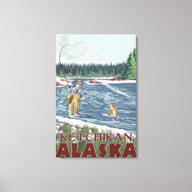 Toile Pêcheur de mouches - Ketchikan, Alaska (Recto)