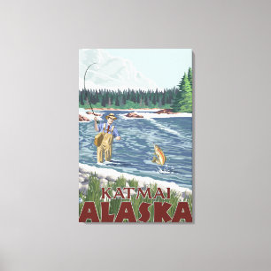 Toile Pêcheur de vol - Katmai, Alaska